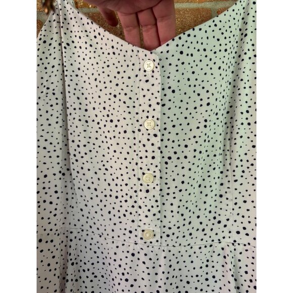Gap Cami Strappy Polka Dot White Black Summer Dress Button Front Sleeveless - Picture 11 of 12
